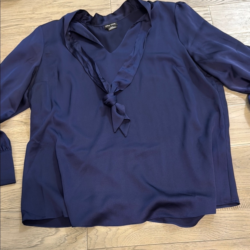 City Chic Blue Ruffled Relaxed Blouse